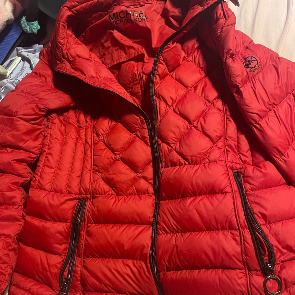 Michael Kors Women's Vibrant Red Puffer Jacket